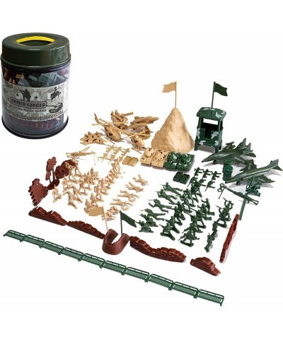 Toy Army Men Set 107 PCS Plastic Military Action Figures Combat Battle Playset Bucket with Soldiers Tank Plane Helicopter Fla...