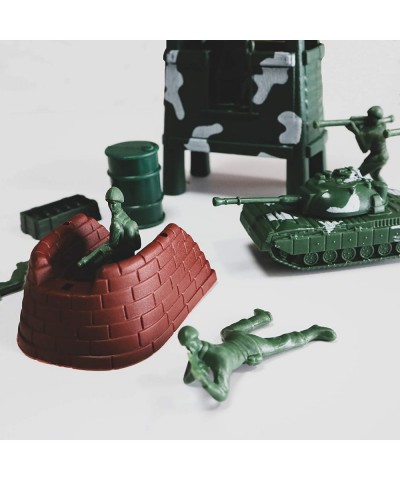 Toy Army Men Set 107 PCS Plastic Military Action Figures Combat Battle Playset Bucket with Soldiers Tank Plane Helicopter Fla...