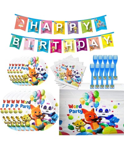 Word Party Birthday Party Supplies Set Word Party Theme Party Decoration includes Happy Birthday Banner Tablecover Napkins Pl...