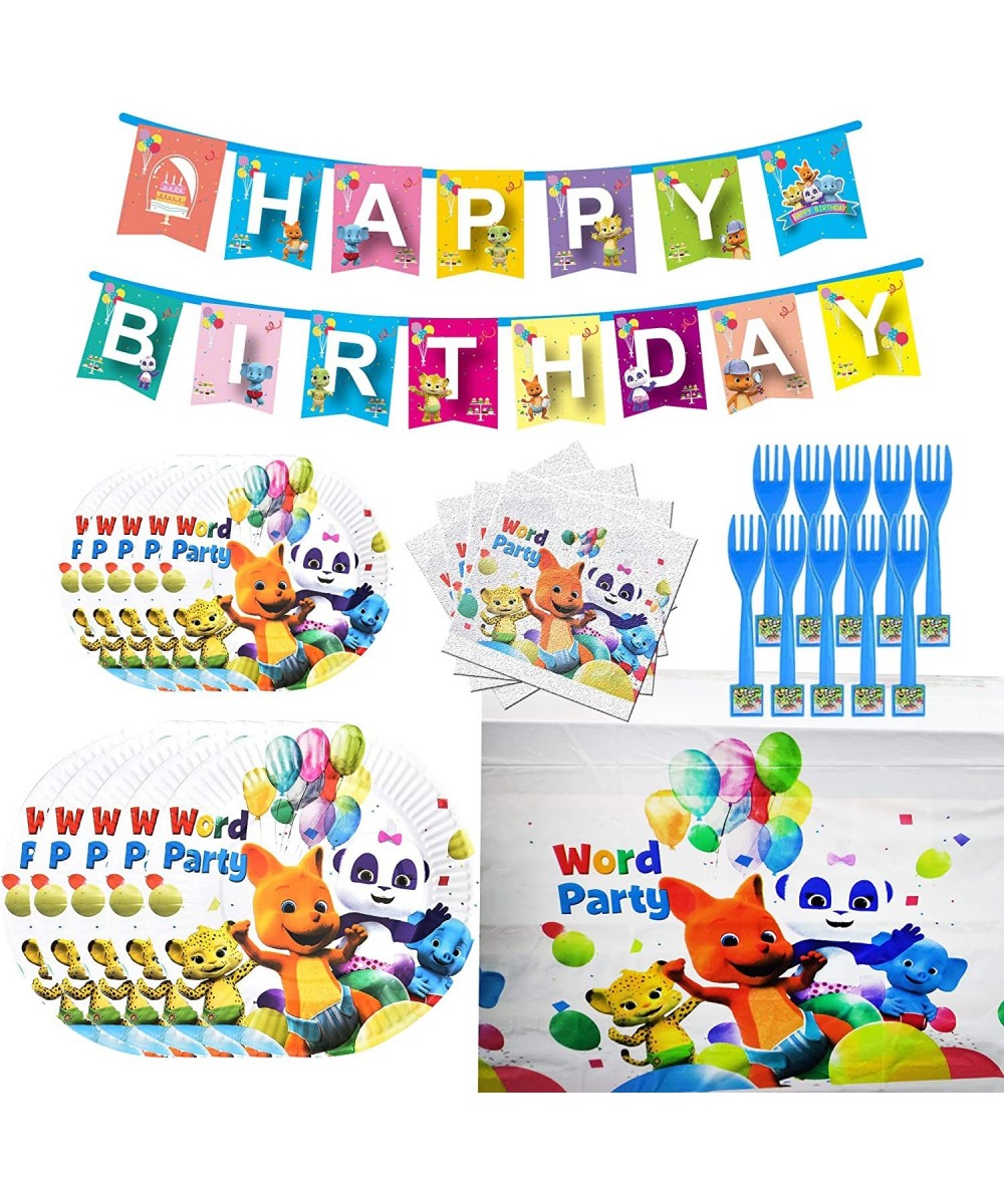 Word Party Birthday Party Supplies Set Word Party Theme Party Decoration includes Happy Birthday Banner Tablecover Napkins Pl...