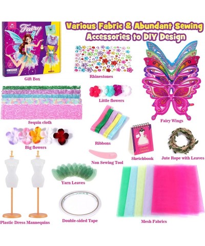 Fashion Designer Kits for Girls Fairy Crafts Princess Toys Fashion Design Sketchbook Mannequins Butterfly Wings Sewing Kit fo...