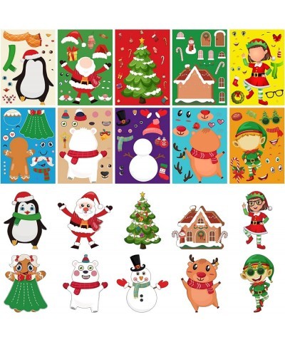 40 Sheets Christmas Party Games Stickers for Kids Make-a-face Christmas Stickers Make Your Own Christmas Activities Sticker w...