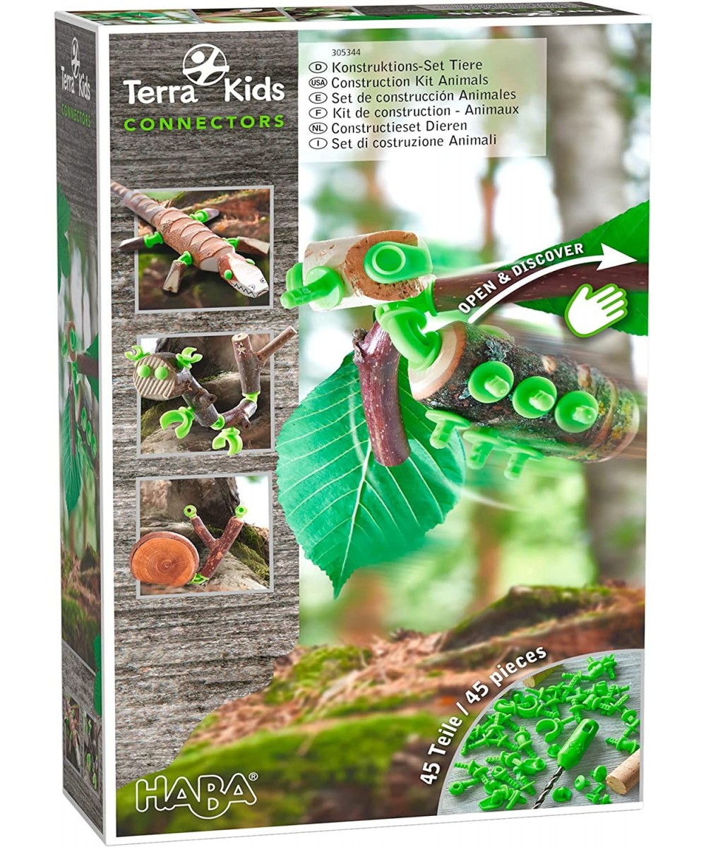 Terra Kids Connectors Backyard Craft Kit Animals - 45 Piece Set with Plastic Connecrtors Cork & Hand Drill - Add Wood from Na...