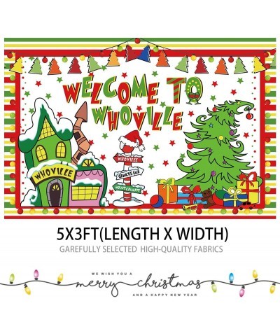 Whoville Christmas Decorations Welcome to Whovilve Backdrop Green Monster Xmas Background Kids Party Photo Booth Props for Wi...