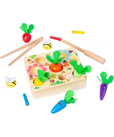 Montessori Toys 17 Packs Carrot Harvest Game Wooden Shape Size Sorting Puzzles Toys for Birthday Gift Learning Educational To...