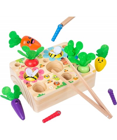 Montessori Toys 17 Packs Carrot Harvest Game Wooden Shape Size Sorting Puzzles Toys for Birthday Gift Learning Educational To...