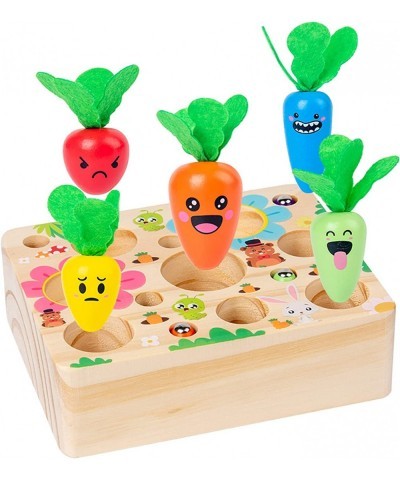 Montessori Toys 17 Packs Carrot Harvest Game Wooden Shape Size Sorting Puzzles Toys for Birthday Gift Learning Educational To...