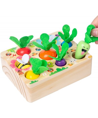 Montessori Toys 17 Packs Carrot Harvest Game Wooden Shape Size Sorting Puzzles Toys for Birthday Gift Learning Educational To...