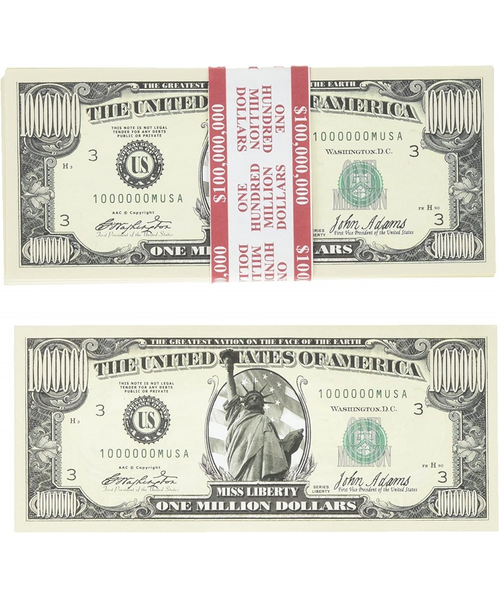 100 Count Banded Lady Libery Million Dollar Bills $45.24 Gags & Practical Joke Toys