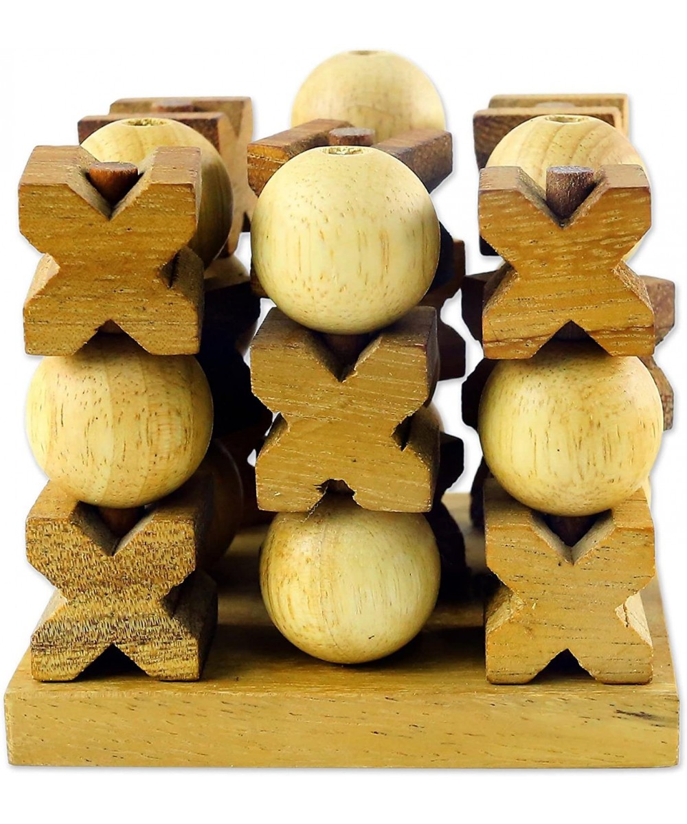 275090 Light Brown Hand Made Rain Tree Wood Tic Tac Toe Game '3D' $64.96 Board Games