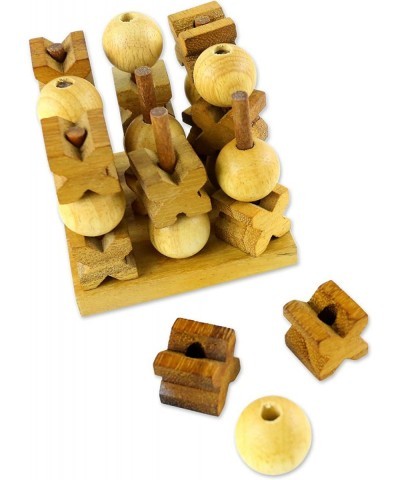 275090 Light Brown Hand Made Rain Tree Wood Tic Tac Toe Game '3D' $64.96 Board Games