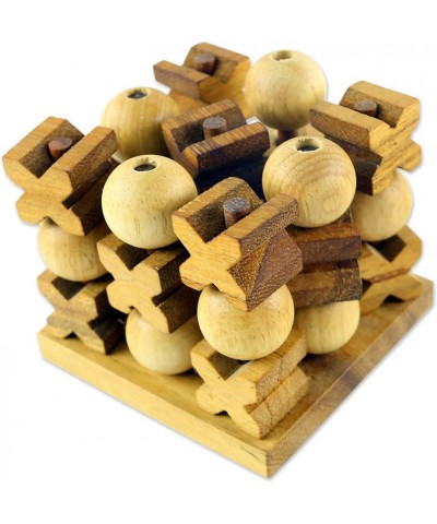 275090 Light Brown Hand Made Rain Tree Wood Tic Tac Toe Game '3D' $64.96 Board Games