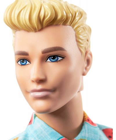 Ken Fashionistas Doll 152 with Sculpted Blonde Hair Wearing Blue Tropical-Print Shirt Coral Shorts White Shoes & White Sungla...