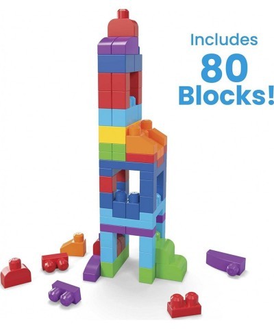 BLOKS 80-piece Building Blocks Toddler Toys with Storage Bag Big Building Bag for Toddlers 1-3 - Blue $27.44 Early Developmen...