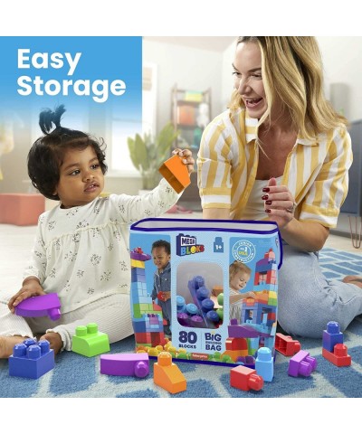 BLOKS 80-piece Building Blocks Toddler Toys with Storage Bag Big Building Bag for Toddlers 1-3 - Blue $27.44 Early Developmen...