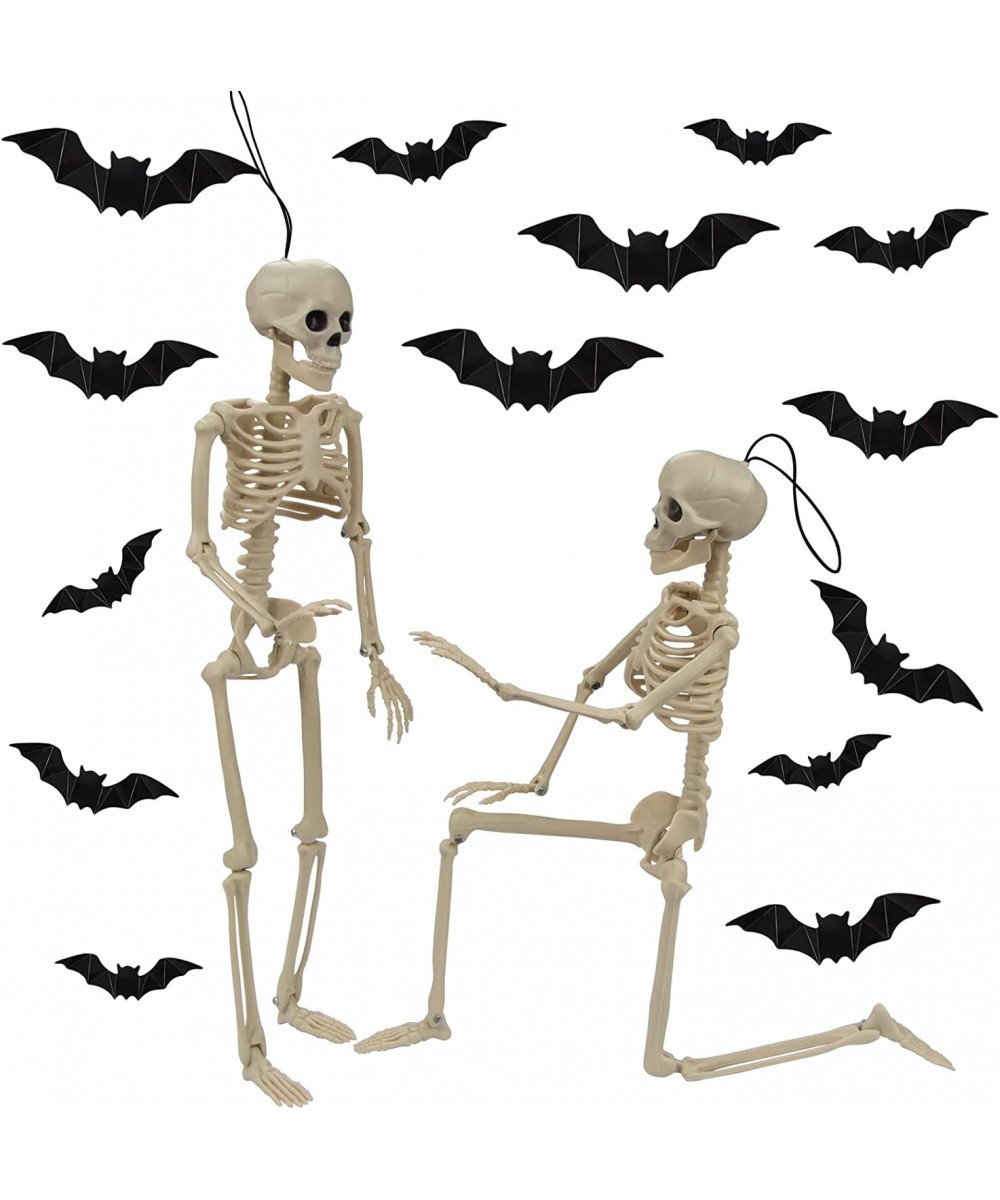 Pack of 2 16" Halloween Skeleton - Full Body Posable Skeleton with Movable Joints for Party Haunted House Desk Decorations $1...