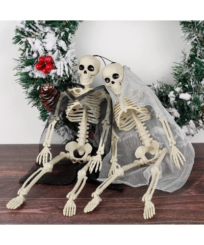 Pack of 2 16" Halloween Skeleton - Full Body Posable Skeleton with Movable Joints for Party Haunted House Desk Decorations $1...