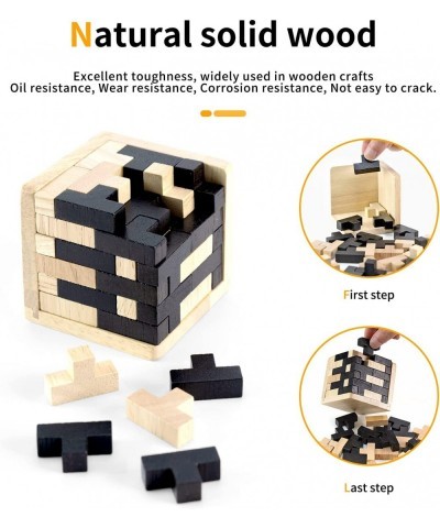 Brain Teaser 3D Puzzle Wooden Cube Children's Adult Brain Puzzle Solve The Puzzle Entertainment and Educational Tools $18.54 ...