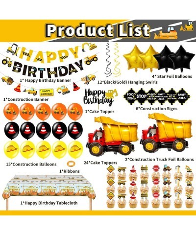 Construction Birthday Party Supplies 67Pcs Construction Party Decorations with Construction Balloons Banner Birthday Tableclo...