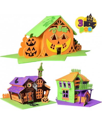 3 Pack Halloween Foam Haunted House 3D Craft Kit for Kids 3D Halloween Scary Haunted House and Pumpkin Haunted House Hallowee...