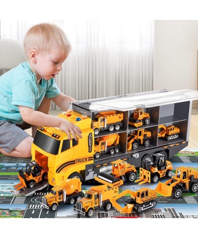 Toddler Toys for 3-9 Years Old Boys Construction Toys Car Double Side Transport Vehicle W/Play Mat Die-cast Alloy Engineering...