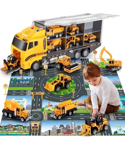 Toddler Toys for 3-9 Years Old Boys Construction Toys Car Double Side Transport Vehicle W/Play Mat Die-cast Alloy Engineering...