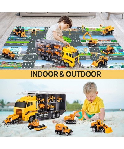 Toddler Toys for 3-9 Years Old Boys Construction Toys Car Double Side Transport Vehicle W/Play Mat Die-cast Alloy Engineering...