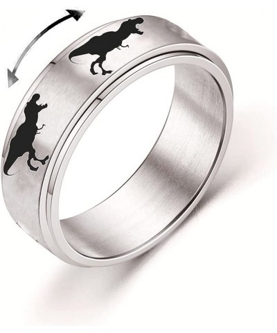 Dinosaur Fidget Rings for Women Men Stainless Steel Spinner Ring Stress Relieving Anxiety Ring Jurassic Dinosaurs Anti Anxiet...