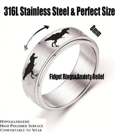 Dinosaur Fidget Rings for Women Men Stainless Steel Spinner Ring Stress Relieving Anxiety Ring Jurassic Dinosaurs Anti Anxiet...