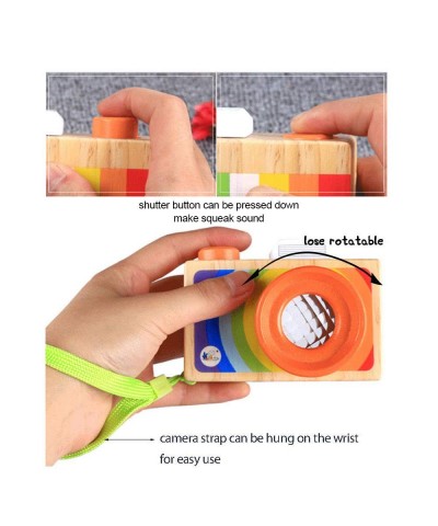 Wooden Mini Baby Camera Toy Rainbow Color with Multi-Prisms Lens for Toddlers and Kids Wood Pretend Play Camera Toy $19.46 Pr...