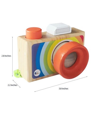 Wooden Mini Baby Camera Toy Rainbow Color with Multi-Prisms Lens for Toddlers and Kids Wood Pretend Play Camera Toy $19.46 Pr...