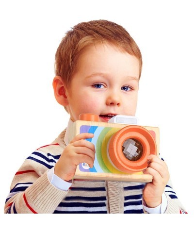 Wooden Mini Baby Camera Toy Rainbow Color with Multi-Prisms Lens for Toddlers and Kids Wood Pretend Play Camera Toy $19.46 Pr...