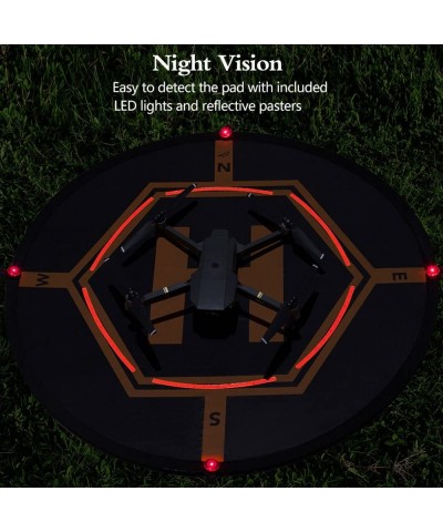 Drone Landing Pad 4 LED Lights Included 32" Portable Fast-Fold RC Quadcopter Helipad for DJI Mavic Pro Phantom 2 3 4 Pro Insp...