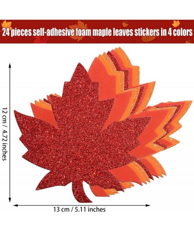 224 Pcs Fall Maple Leaf Foam Sticker Self-Adhesive Foam Sticker Leaf Shape Glitter Sticker Thanksgiving Glitter Foam Sticker ...