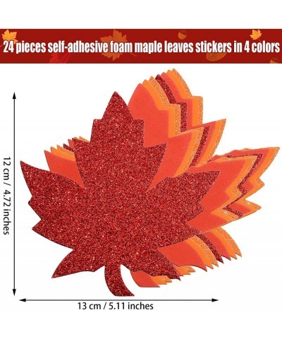 224 Pcs Fall Maple Leaf Foam Sticker Self-Adhesive Foam Sticker Leaf Shape Glitter Sticker Thanksgiving Glitter Foam Sticker ...