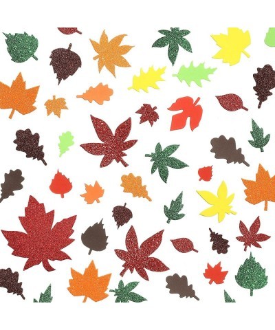 224 Pcs Fall Maple Leaf Foam Sticker Self-Adhesive Foam Sticker Leaf Shape Glitter Sticker Thanksgiving Glitter Foam Sticker ...