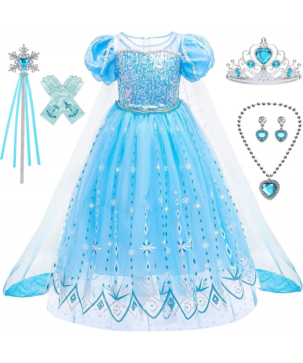 Girls Elsa Costume Princess Dress up Fancy Birthday Halloween Cosplay Party with Accessories $43.83 Kids' Costumes