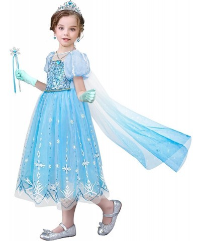 Girls Elsa Costume Princess Dress up Fancy Birthday Halloween Cosplay Party with Accessories $43.83 Kids' Costumes