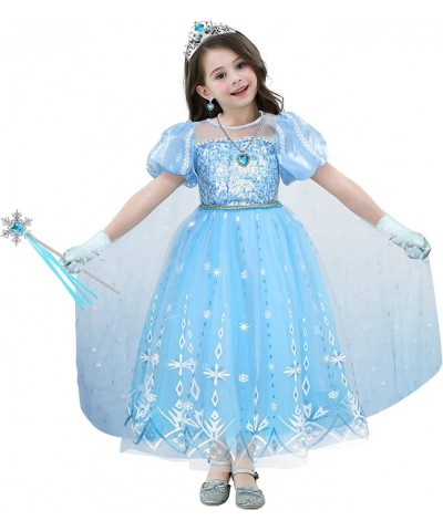 Girls Elsa Costume Princess Dress up Fancy Birthday Halloween Cosplay Party with Accessories $43.83 Kids' Costumes