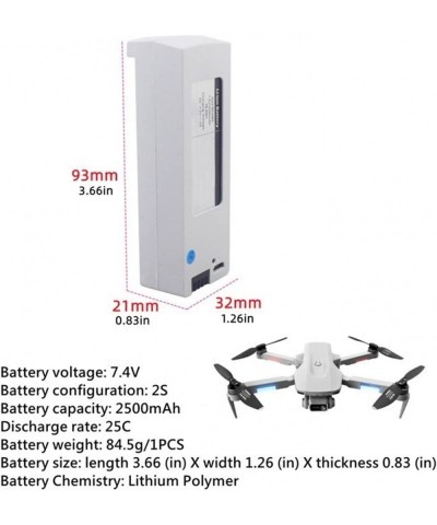 for 4DRC F8 Drone Battery 4D F8 Drone 7.4V 2500mAh Drone Lithium Battery 2 Pcs for 4DRC F8 4D-F8 2S Drone Battery Part for 4D...