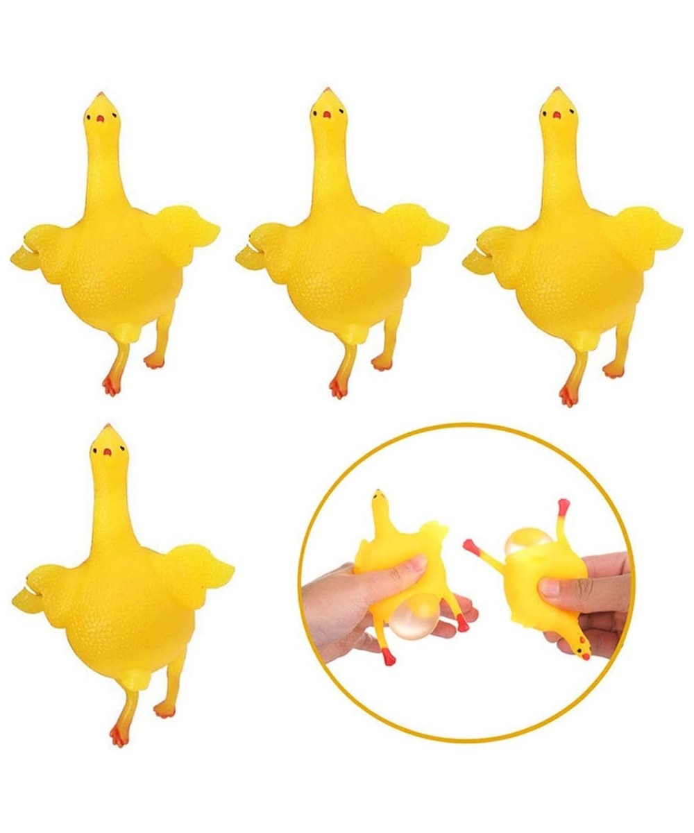 4 Pack Funny Decompression Chicken Toy Squeeze Laying Egg Gift for Easter Reduce Stress Relief Ball Keychain Keyrings Novelty...