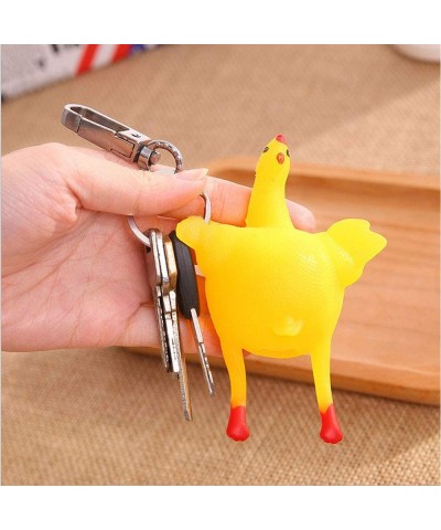 4 Pack Funny Decompression Chicken Toy Squeeze Laying Egg Gift for Easter Reduce Stress Relief Ball Keychain Keyrings Novelty...