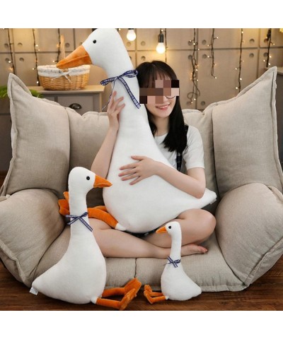 Goose Shaped Plush Toy with Bowknot White Cartoon Animal Stuffed Plush Toy Soft Big Goose Game Plush Doll for Kids Adults (30...