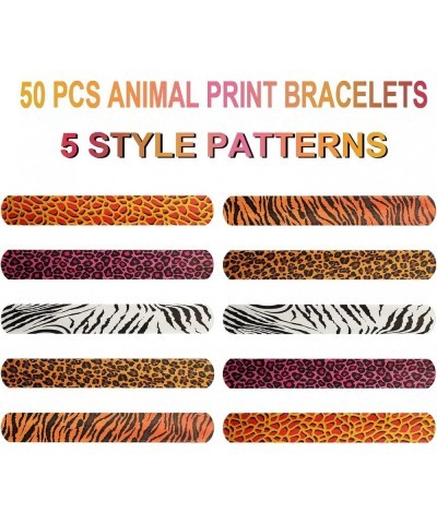 Jungle Safari Wild Animal Party Favors 50 Pcs Animal Print Slap Bracelet Retro Animal Pattern Slap Wristbands Prefect for Kid...