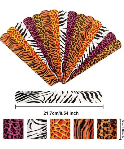 Jungle Safari Wild Animal Party Favors 50 Pcs Animal Print Slap Bracelet Retro Animal Pattern Slap Wristbands Prefect for Kid...