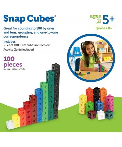 Snap Cubes - 100 Pieces Ages 5+ Homeschool and Classroom Supplies Educational Counting Toy Math Games for Kids Teacher Aids $...