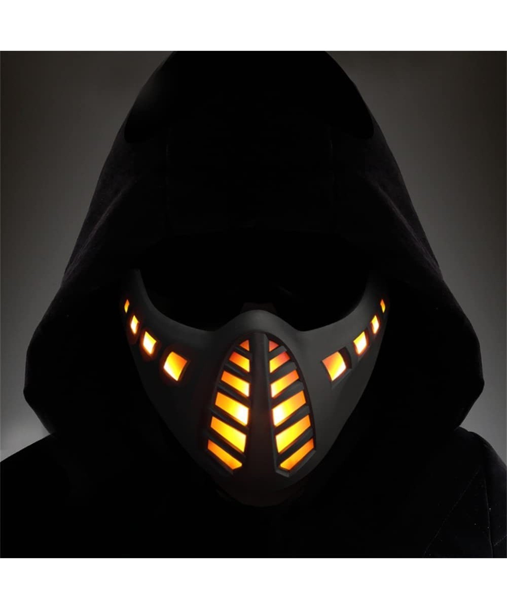 BIEKTEK Cyberpunk Mask LED Lighted Mask Half Face Tactical Mask For Festive Cosplay Halloween Costume Makeup Party Carnival $...