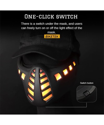 BIEKTEK Cyberpunk Mask LED Lighted Mask Half Face Tactical Mask For Festive Cosplay Halloween Costume Makeup Party Carnival $...