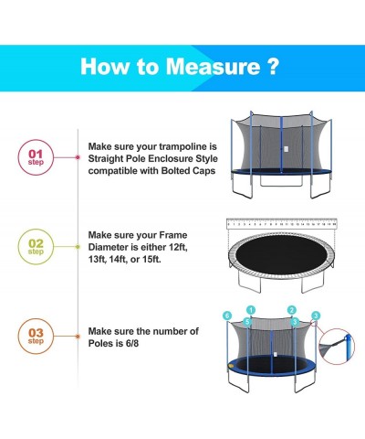 Trampoline Replacement Safety Enclosure Net for 12ft 13ft 14ft 15ft Round Frame Trampolines w/ 4 6 8 Poles Breathable Weather...