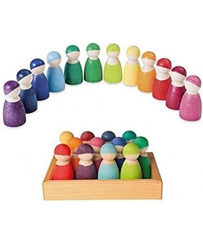 Rainbow '12 Friends' Set of Wooden Sorting & Matching Rainbow Peg Dolls with Rectangle Storage Tray $45.49 Early Development ...